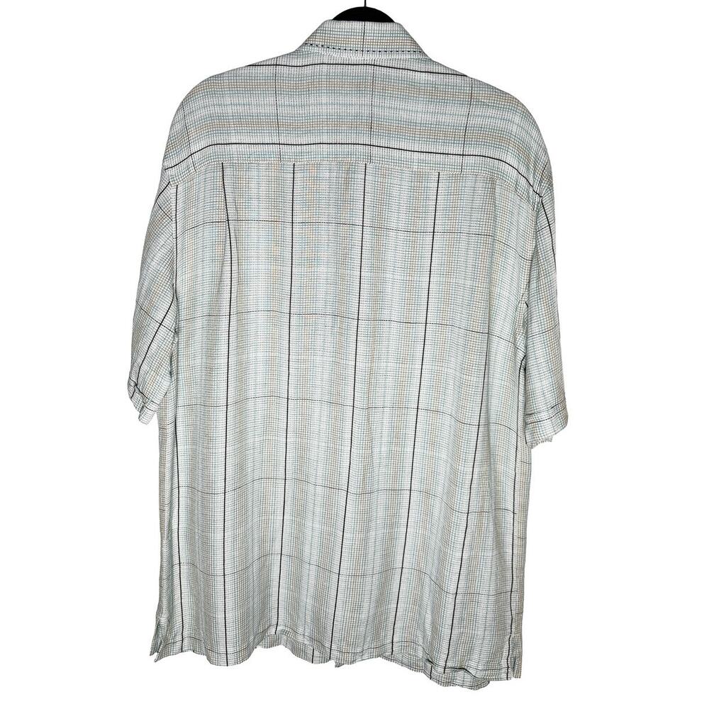 Cubavera Men's Lightweight Linen Blend Short Sleeve Button Up Shirt Plaid Check - Picture 3 of 8